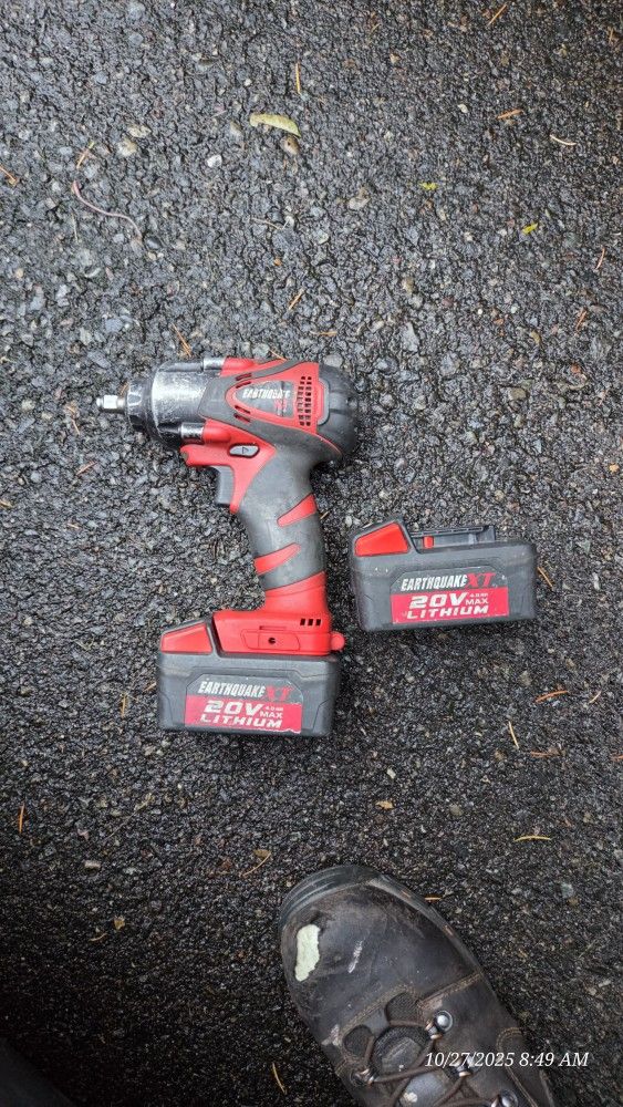 Earthquake 20V Impact Wrench + 2x Batteries