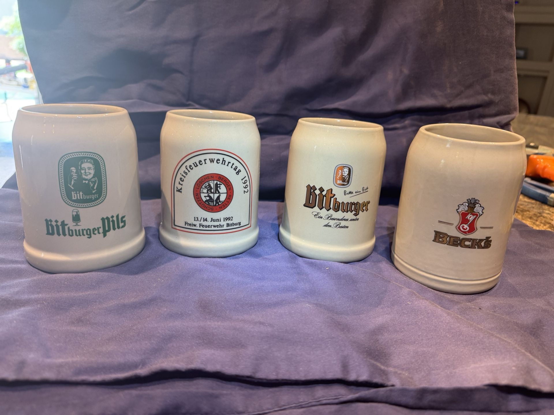 German Ceramic Beer, Stein’s Set Of 4