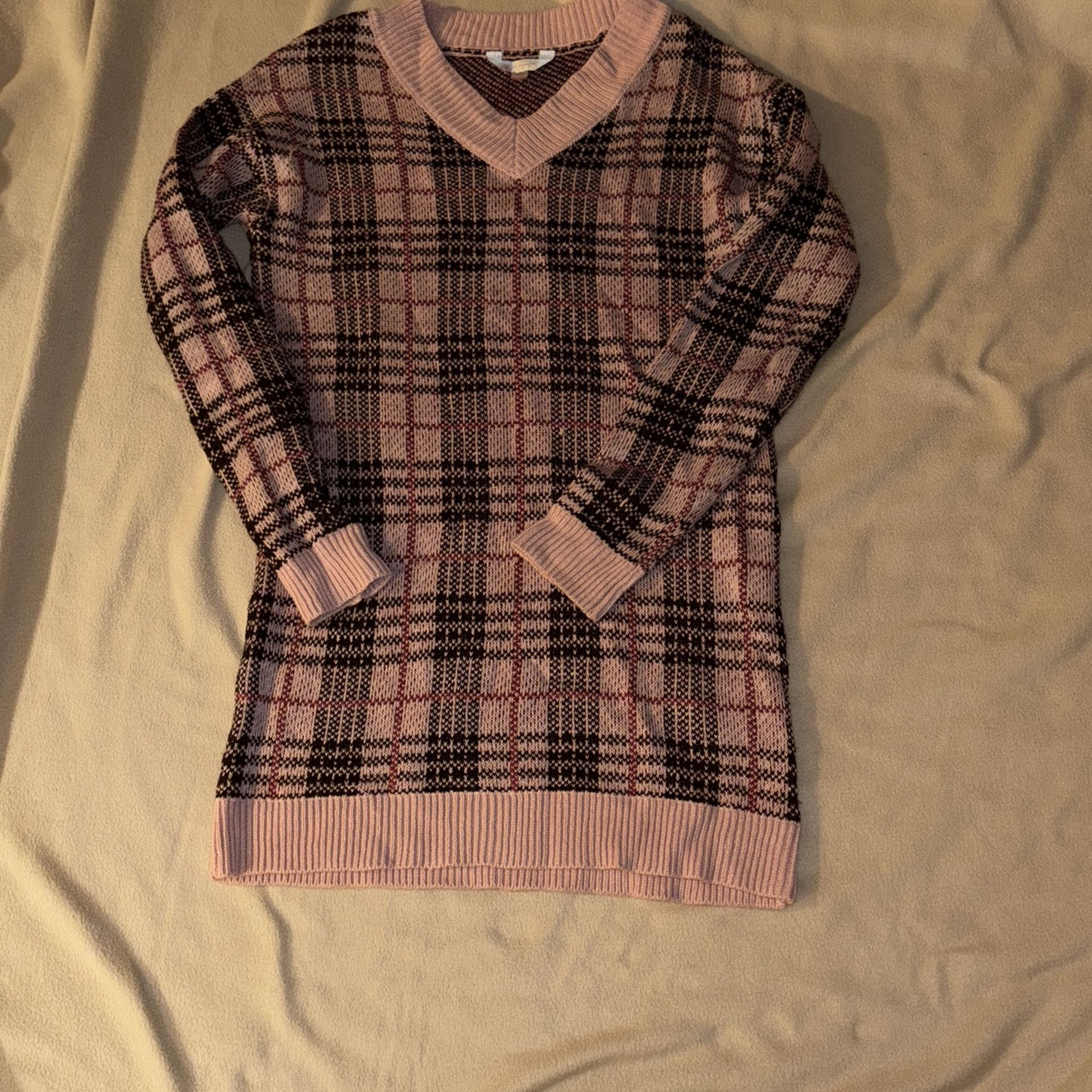 Pink Plaid Sweater