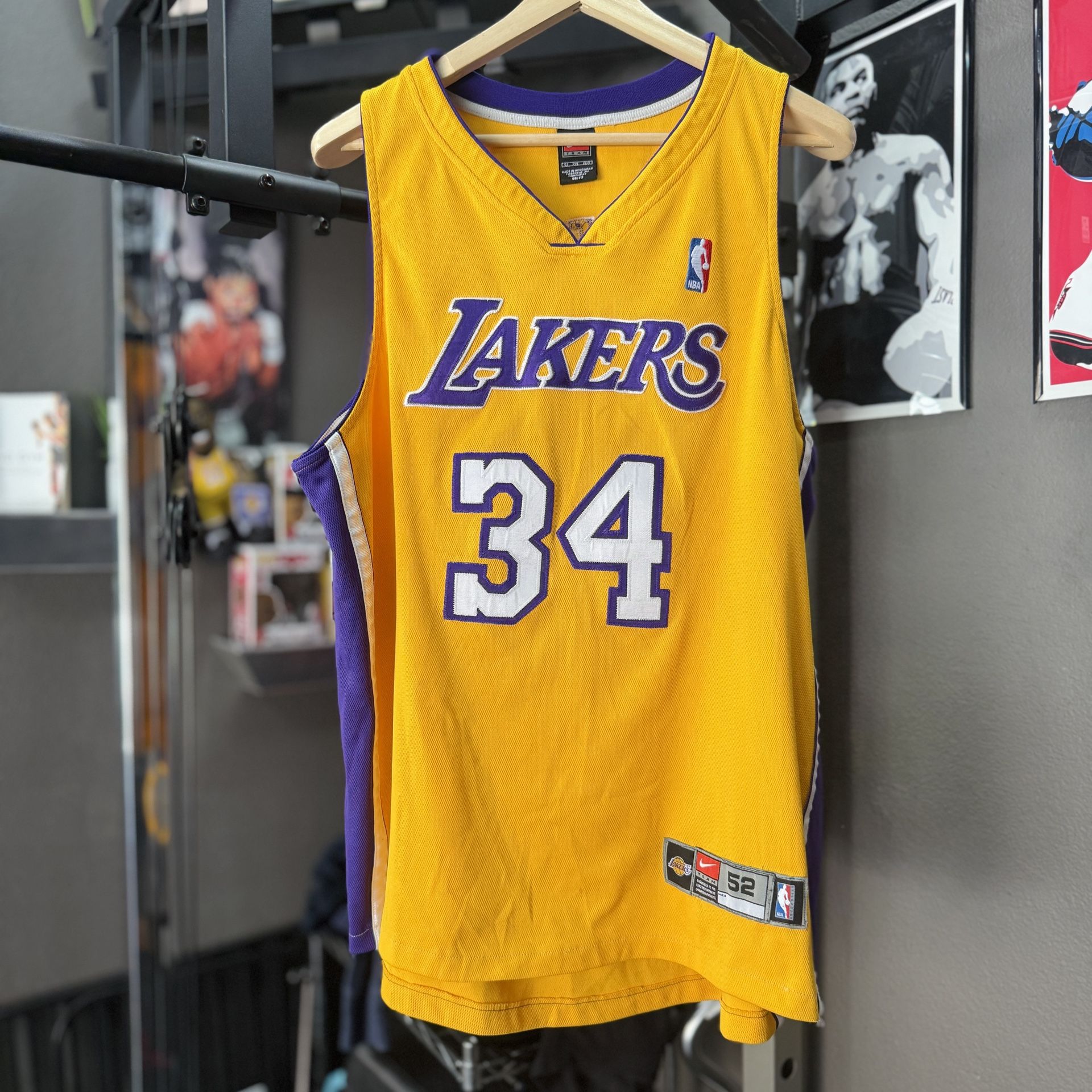 Authentic Nike VTG SHAQUILLE O’NEAL Los Angeles Lakers Jersey Gold Size 52 XXL