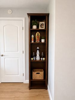 Tall Narrow Dark Wood Bookcase