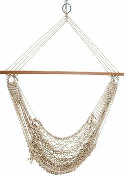 Hanging Hâmmòck Chair with Soft Cotton Rope, Natural Beige Thumbnail