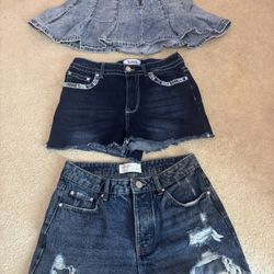 Womans Denim Shorts And Skirt Size 9 And 10