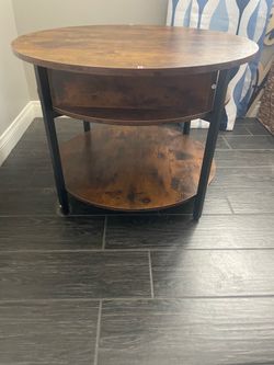 Round Coffee Table with Two Shelves