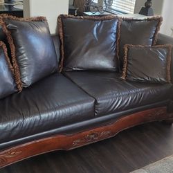 Dark Brown Leather Couch 