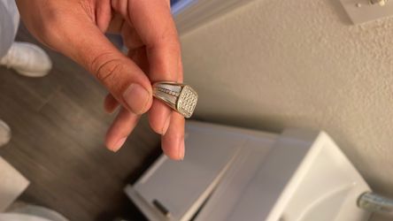 Silver and gold ring with diamonds