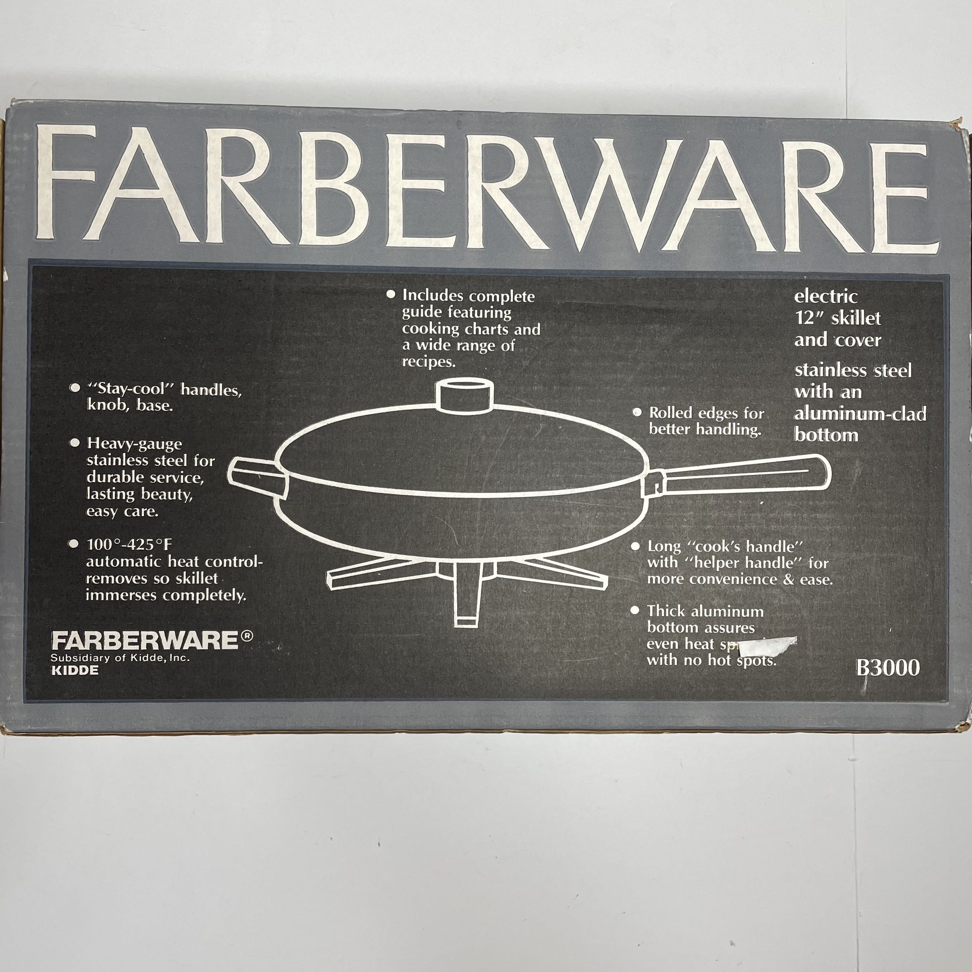 Farberware Stainless Steel Electric 12" Skillet Model B3000 Retro NEW
