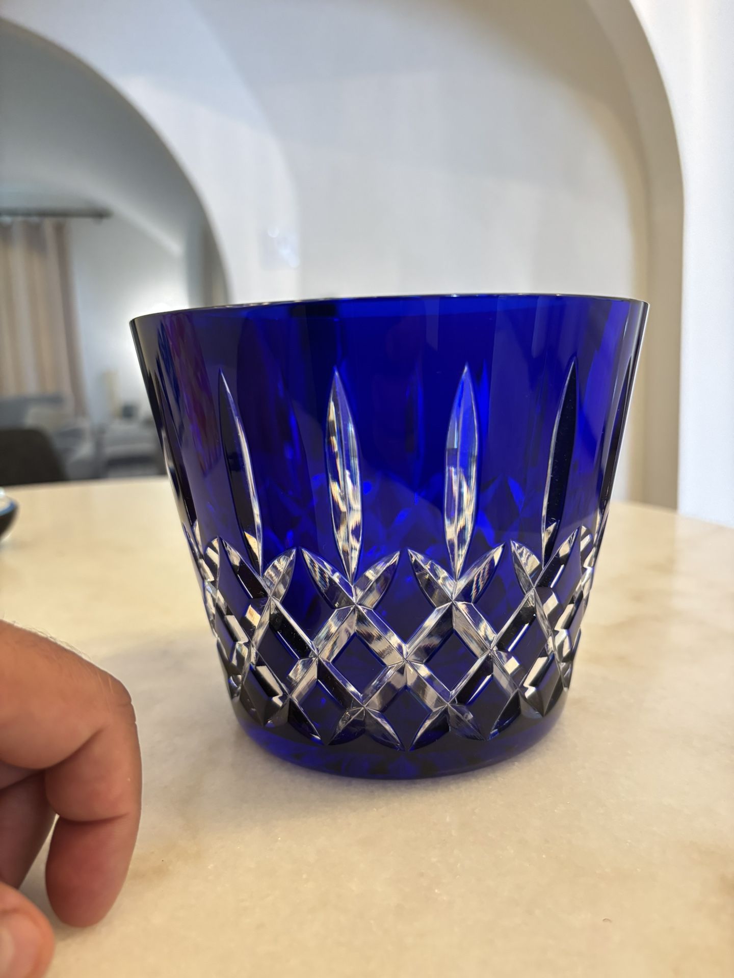Vintage Cobalt Blue Crystal Bucket