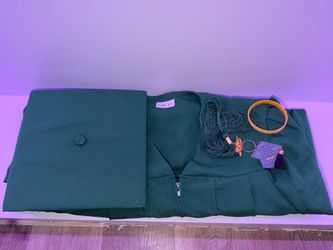 Green Graduation Gown with Cap and Accessories, Size 51