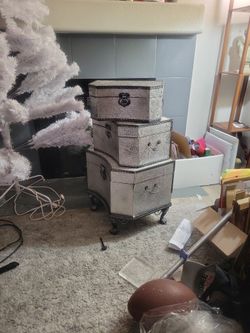 Vintage Luggage Lined With Felt And Wrought Iron Antique Base 