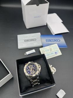 Seiko Velatura SNDX99 Chronograph Blue Dial Quartz Watch w/