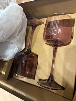 Our Place Set of 2 Purple Tinted Wine Glasses