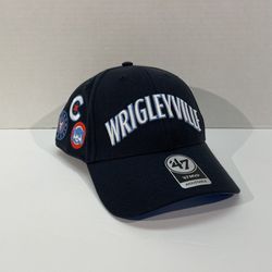 Chicago Cubs Wrigleyville 47 MVP Brand MLB Black Hat Cap Adult SnapBack OSFA NWT