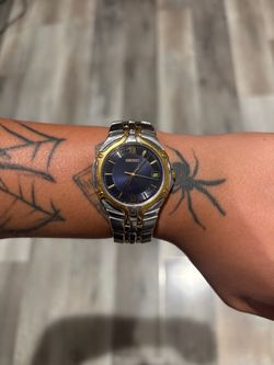 SEIKO Vintage 1991 Two tone stainless steel quartz luxury watch with roman numerals 🏛️🌟  7N42-6C10 (SGE514)   NEW BATTERY FULLY WORKING 👍🏼 light s