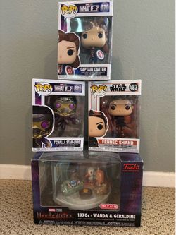 FUNKO POP! Marcel Studios Wanda Vision 1970’s Wanda & Gerald + T’Challa Star-Lord & Captain Carter w/ Star Wars Fennec Shand