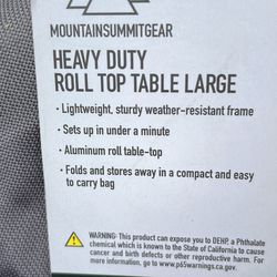 Large Mountainsummitgear Roll up Camping Table With Carrying Bag. Used 