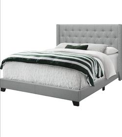 Queen size bed frame. New. Grey.