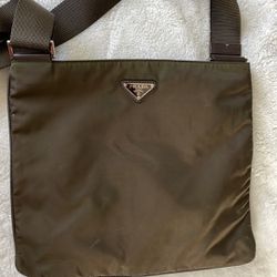 Prada Distressed Olive Green Crossbody Bag