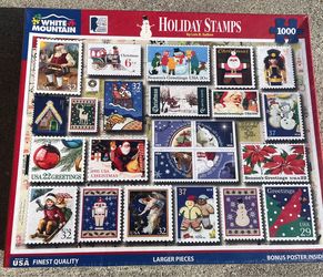 White Mountain Jigsaw Puzzle 1000 Pieces Holiday Stamps 2021 By Lois B Sutton