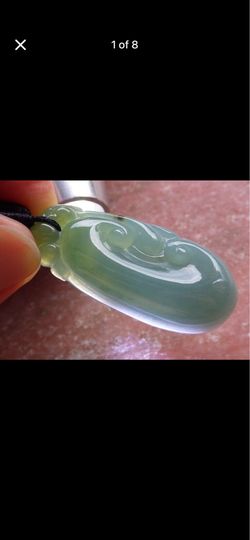 Certificate Jadeite Jade Green Good Fortune as you wish Ruyi Pendant