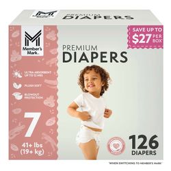 Member's Mark Premium Baby Diapers, Size 7, 126 count