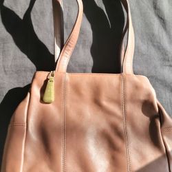 Vtg Genuine Leather Nine West Shoulder Bag/Purse Brown 90s