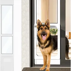 Large Dog Door for Sliding Glass Doors,No-Cut DIY Install Pet Door- Aluminum Frame& Panel & Lock, Adjustable Height 83”-91 1/5”, Suitable for Dogs Up 