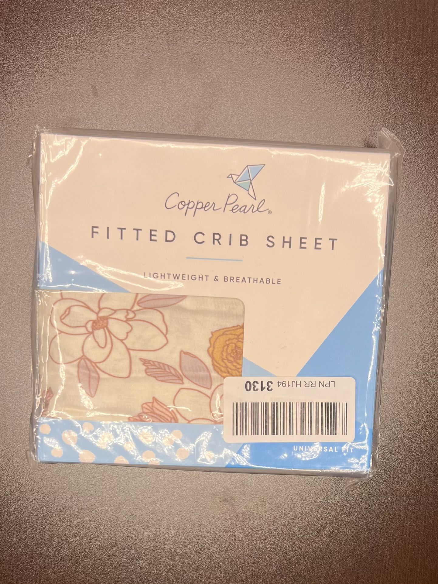 Copper Pearl Premium Knit Fitted Crib Sheet Flower Pattern - Ferra