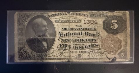 1882 $5 National Bank of New York CITY Charter # 1394