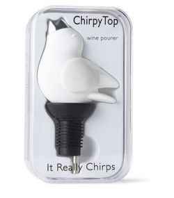 New Chirpy Top Wine Pourer - White Bird Silver Beak