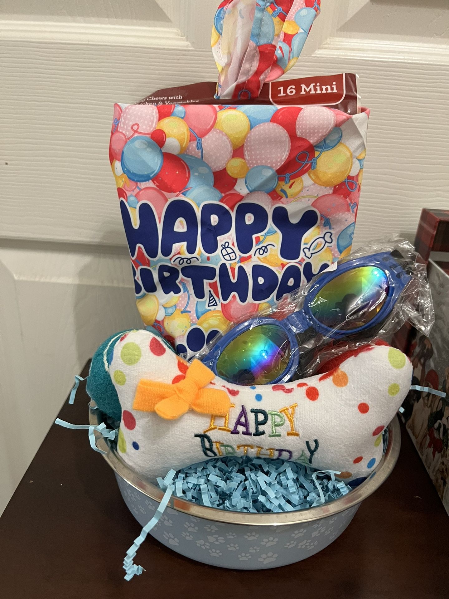 Custom Made Dog Birthday Bowl/Toy/snack Baskets $15-$20