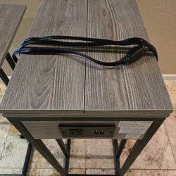 Set Of C Shaped End Table with Charging Station