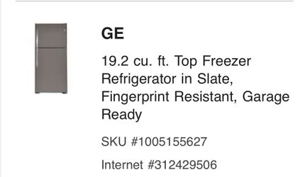 19.2 cu. ft. Top Freezer Refrigerator in Slate, Fingerprint Resistant, Garage Ready