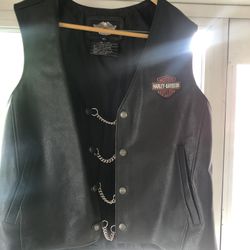 Harley Davidson motorcycle leather vest in excellent shape.