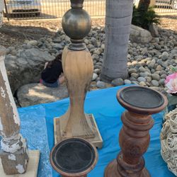 Large Wood Candle Holder.  18” High