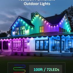 Permanent Outdoor Lights 100ft with 72 Dual-LED RGB 