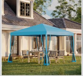 Brand: Generic 10x10 Pop Up Canopy Tent, Outdoor Gazebo with Netting - Light Blue  144  110$