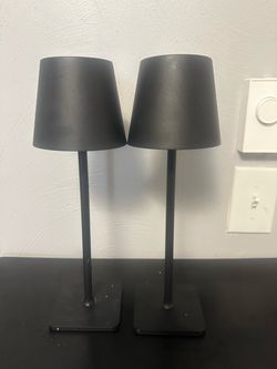 Set of 2 Matte Black Cordless Table Lamps