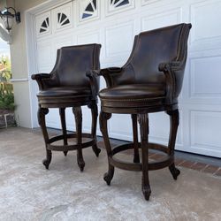 Leather Nailhead Trim Bar Stools