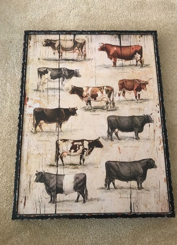 Vintage wood cow print