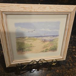 Coastal Beach Framed Art – Seagulls & Dunes