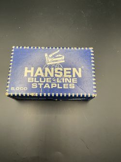 Vintage Hansen Blue-Line No.34 1/4” Tack Point Staples Box 5000 NOS USA