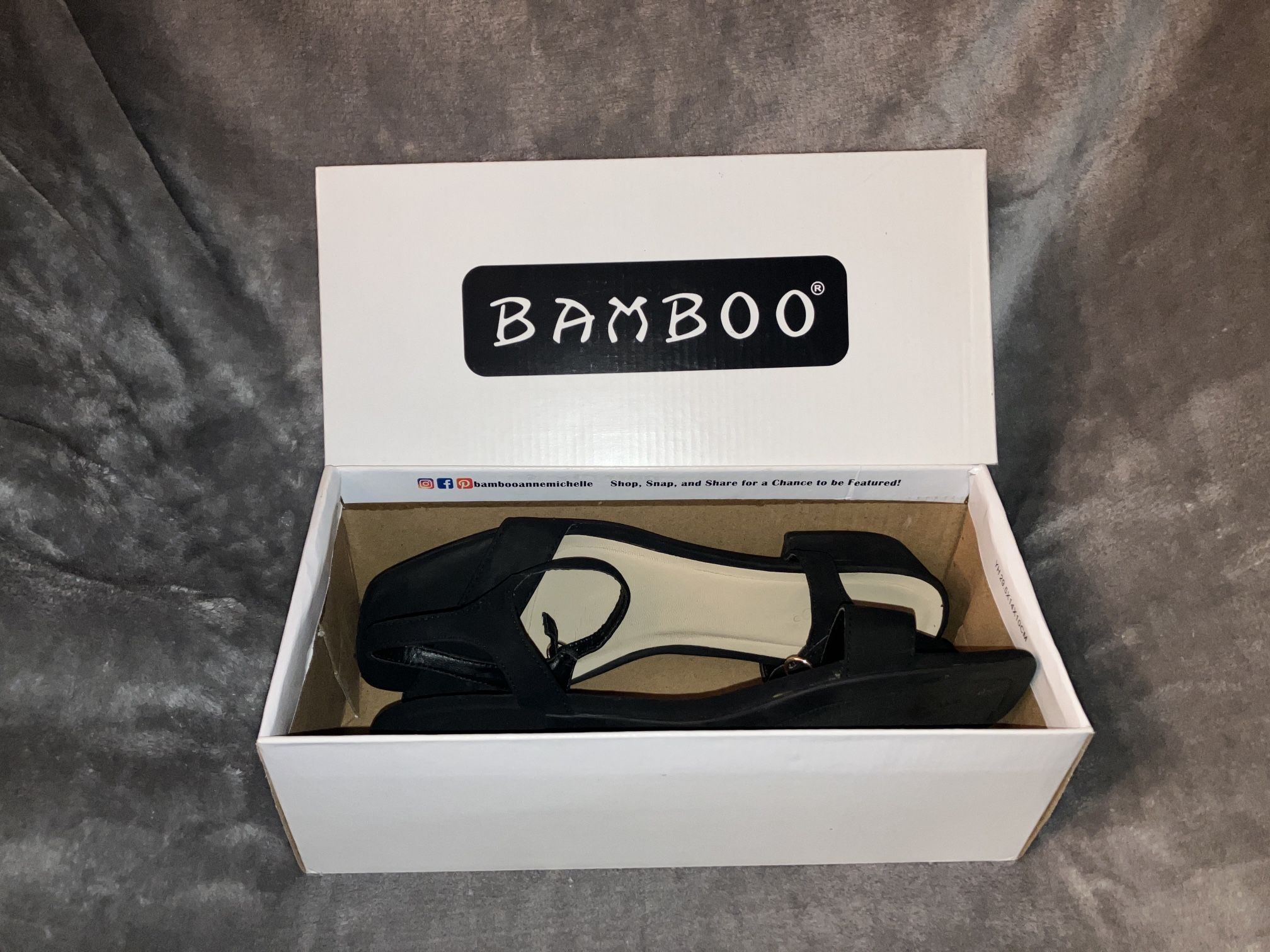 Bamboo Mid Block Heel Black Size 9 Women