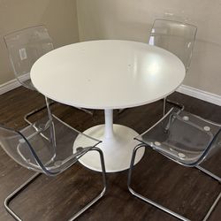 Ikea White Round Dining Room Set 