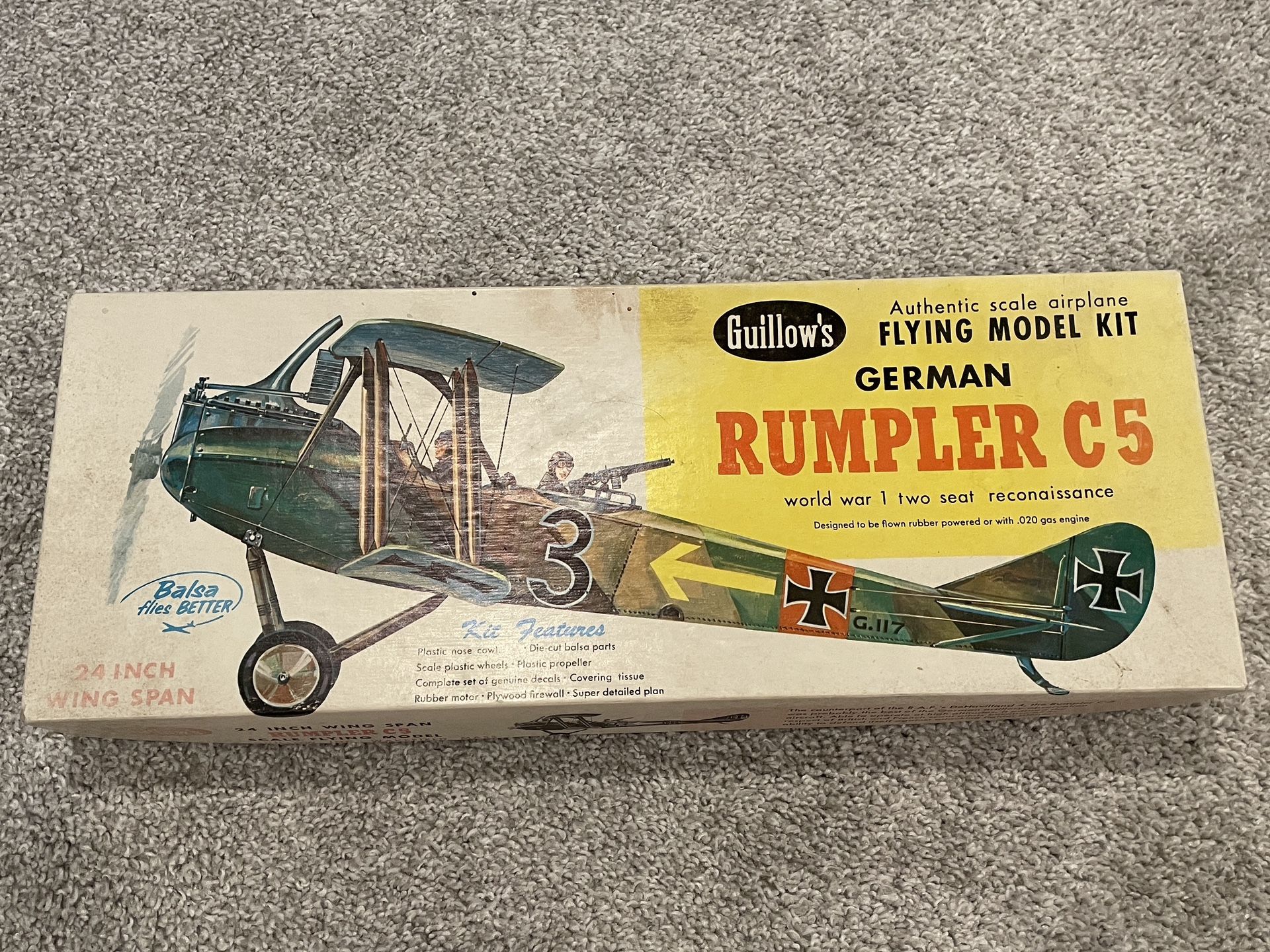 Vintage German Rumpler C-5 Guillow’s Kit 206