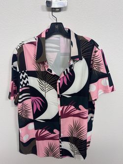 Tropical Print Short Sleeve Button-Up Shirt