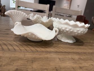 Milk Glass Hobnail Dish Collection