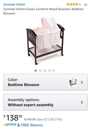 Summer Infant Classic Comfort Wood Bassinet Bedtime Blossom For