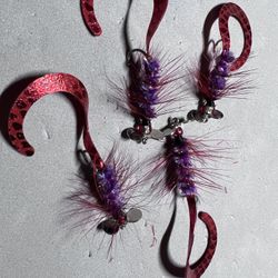 Purple-Red CurlyTail Spinners, Size 6, Sold Per 6
