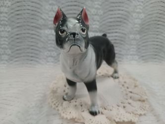 Vintage hand painted porcelain Boston terrier dog figurine